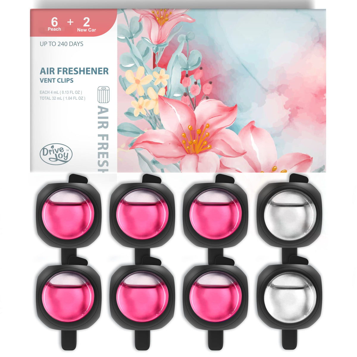 Car Air Freshener Vent Clips, 8 Pack, Provides Long-Lasting Scent, Up to 240 Days, Odor Eliminator