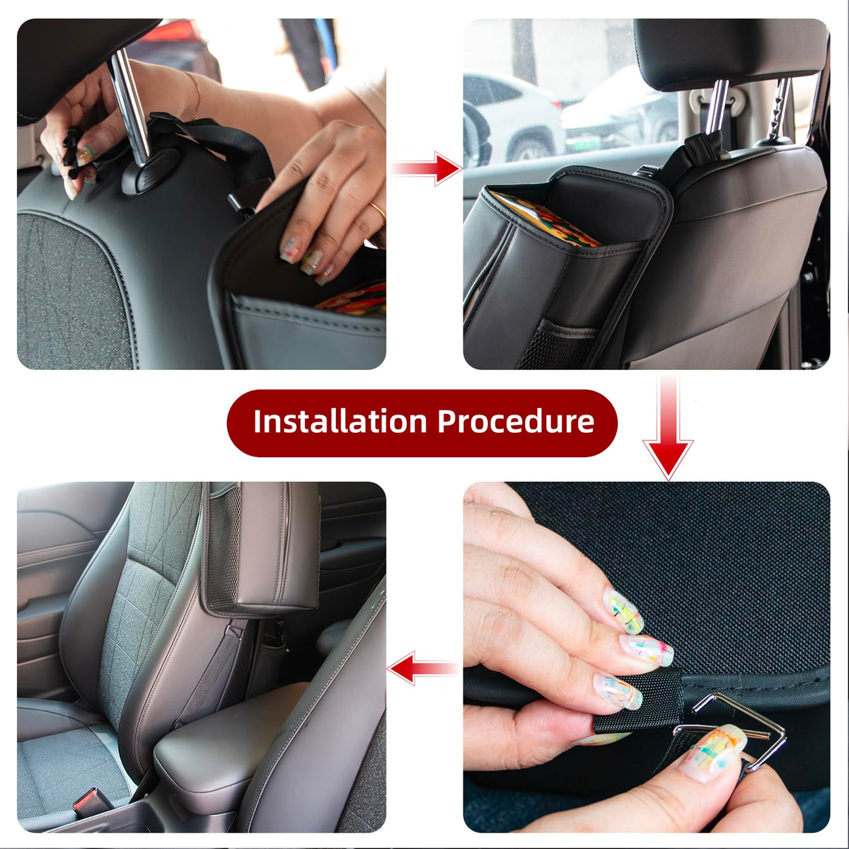 Car Seat Back Organizer With Built-In Tissue Holder