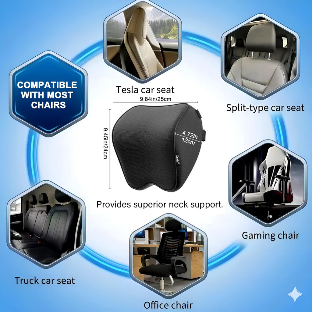 Adjustable Car Neck Pillow Set With Headrest Support