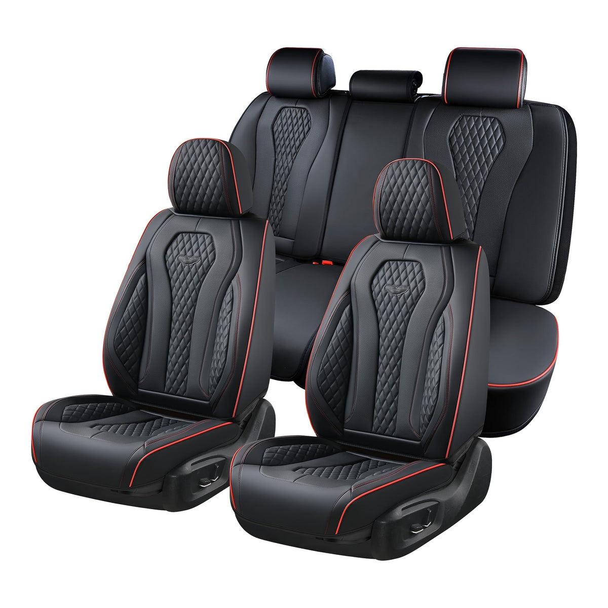 Coverado Seat Covers, Car Seat Covers Full Set, Leather Car Seat Cover, Car Seat Covers Front Seats Back Seat Cover Seat Protector Universal Fit Most Cars