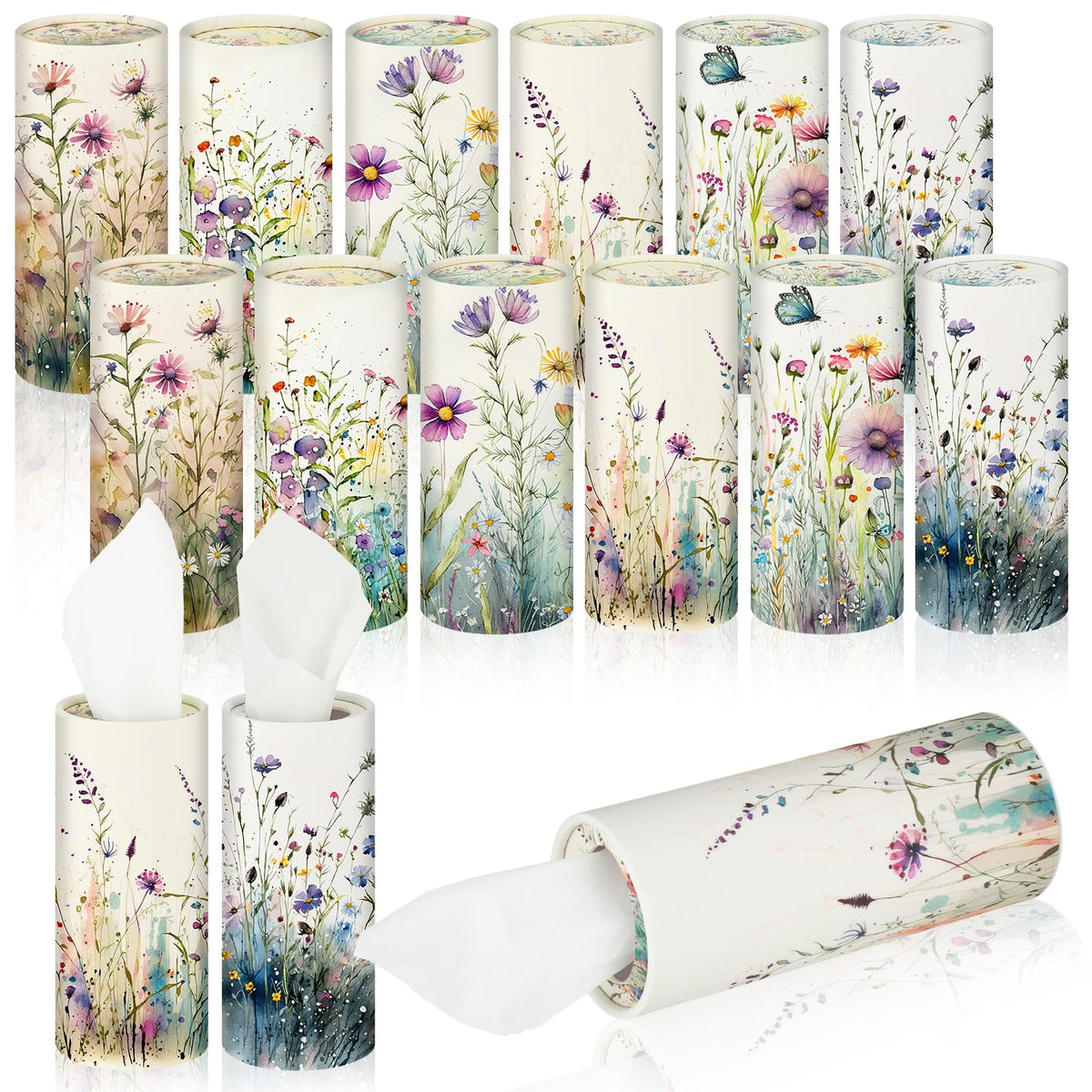 Layhit 12 Pcs Car Tissues Holder Round Facial Tissues Boxes