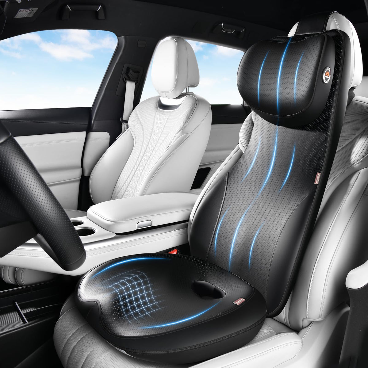 Ergonomic Car Seat Cushion With Full-Back Support