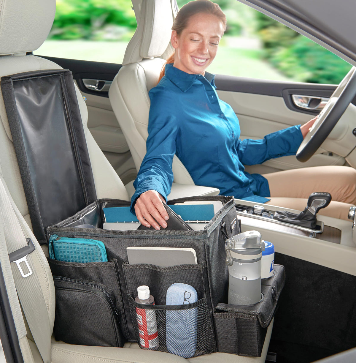Front Seat Car Organizer With Cup Holder & Tray