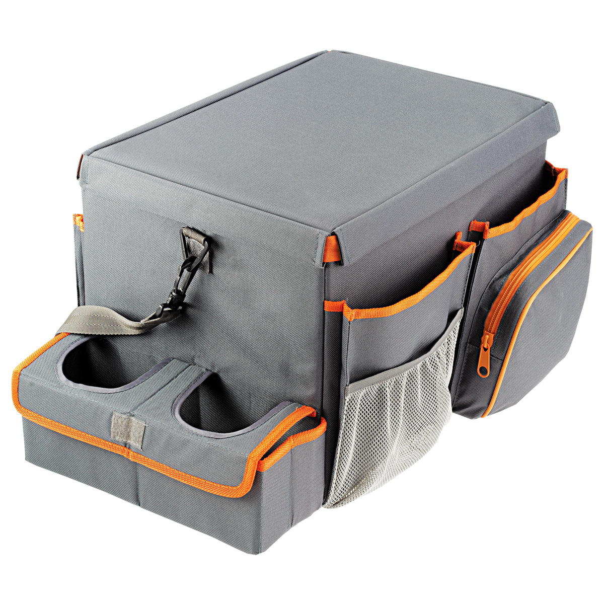 High Road CarHop Front Seat Car Organizer with Car Cup Holder, Passenger Seat Tray and Padded Filing or Cooler Compartment with Side Pocket Storage