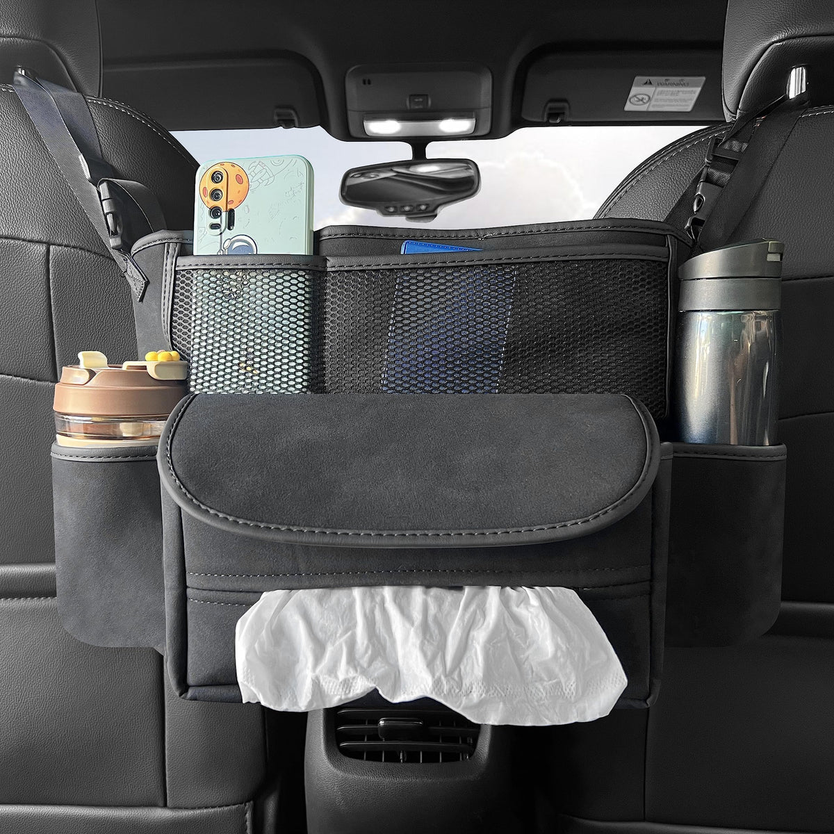 JEYODA Car Suede Seat Organizer High-capacity Seat Back Pouch Central Storage for Pickup SUVs Double-sided Tissue Storage Handbag Holder car accessories
